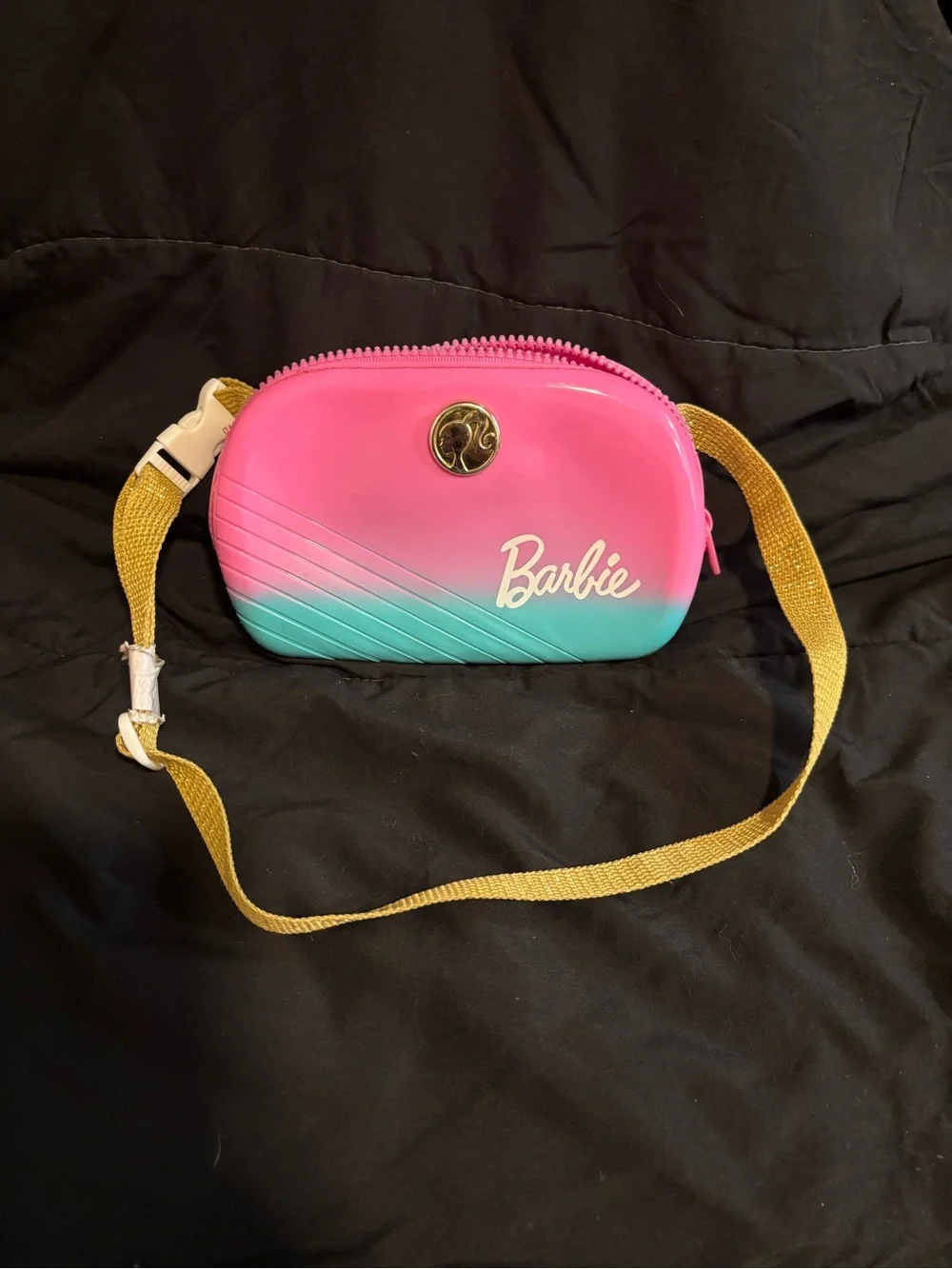 Barbie Pink to Teal Ombre Mini Crossbody with Gold Strap Accents